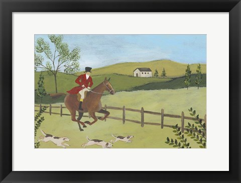 Framed Folk Art Fox Hunt III Print