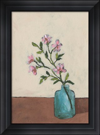 Framed Blossom in Blue Vase II Print