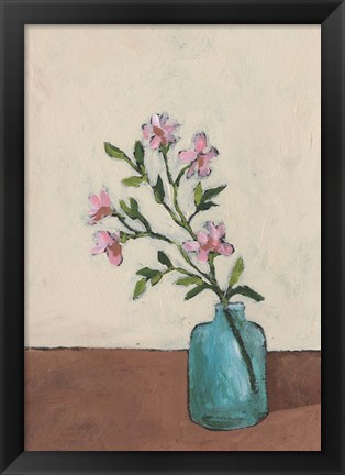 Framed Blossom in Blue Vase II Print