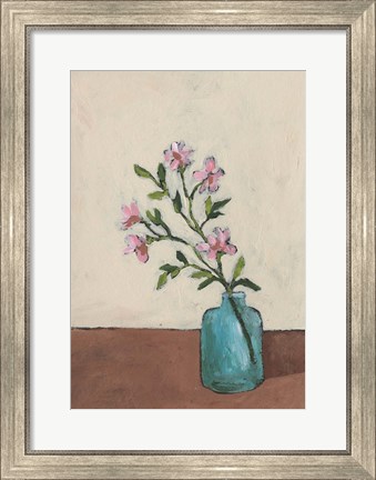 Framed Blossom in Blue Vase II Print