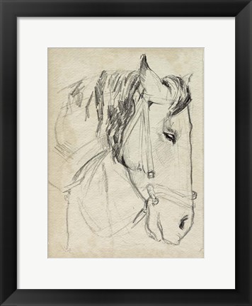 Framed Horse in Bridle Sketch I Print