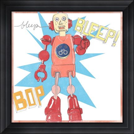 Framed Toy Tin Robots I Print
