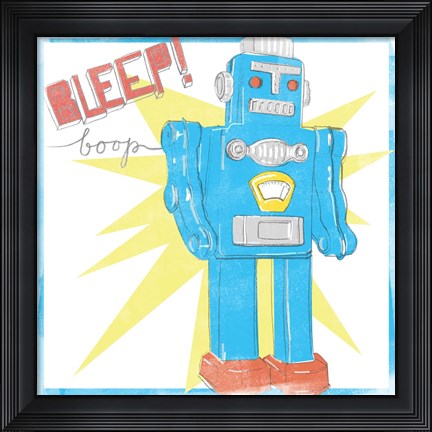 Framed Toy Tin Robots III Print