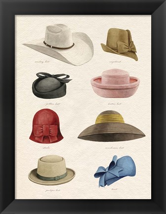 Framed Vintage Hats I Print