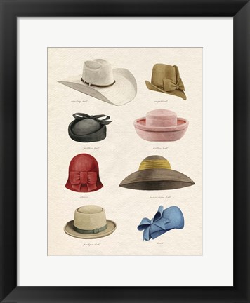 Framed Vintage Hats I Print