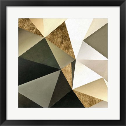 Framed Gold Polygon Wall I Print