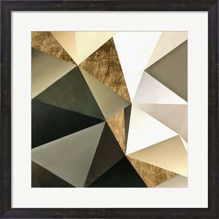 Framed Gold Polygon Wall I Print