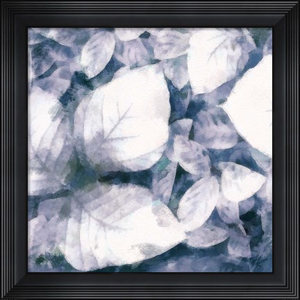 Framed Blue Shaded Leaves II Print