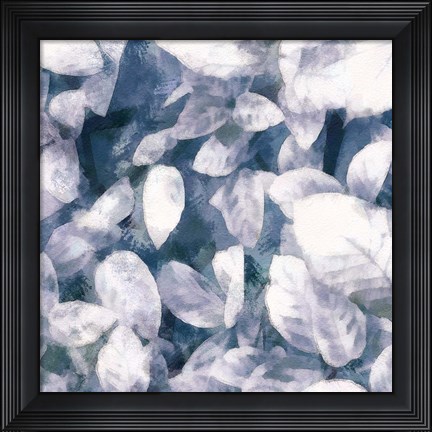 Framed Blue Shaded Leaves III Print