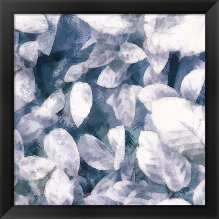 Framed Blue Shaded Leaves III Print