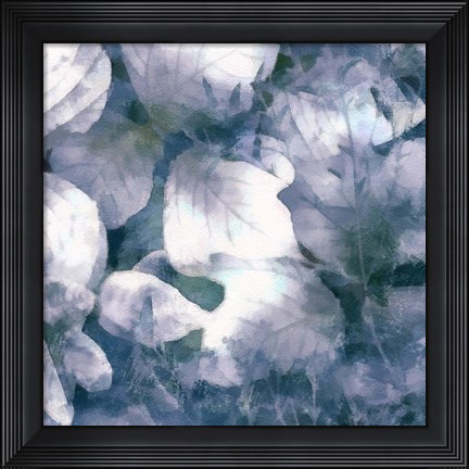 Framed Blue Shaded Leaves IV Print