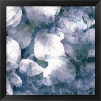 Framed Blue Shaded Leaves IV Print