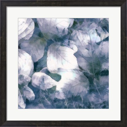 Framed Blue Shaded Leaves IV Print