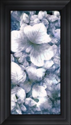 Framed Blue Shaded Leaves V Print