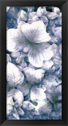 Framed Blue Shaded Leaves V Print