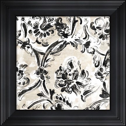 Framed Parchment Brocade I Print