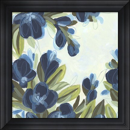 Framed Lush Indigo Blooms I Print