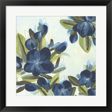 Framed Lush Indigo Blooms III Print