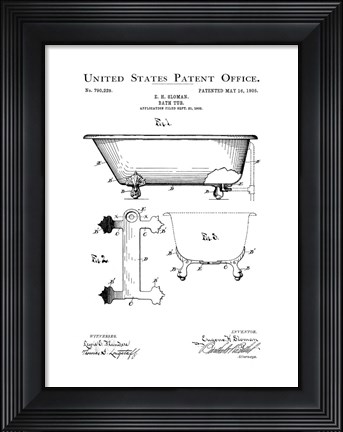 Framed Bath Time Patents I Print