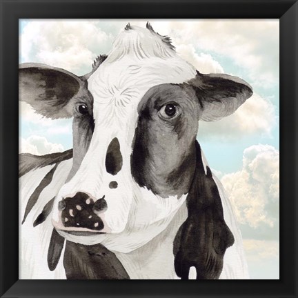 Framed Portrait of a Cow I Print