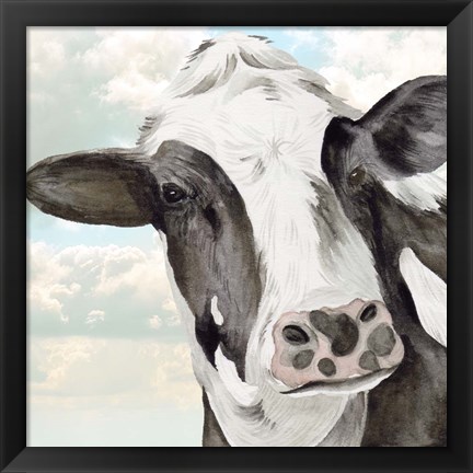 Framed Portrait of a Cow II Print