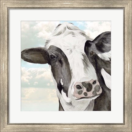 Framed Portrait of a Cow II Print
