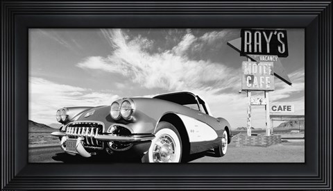 Framed Cruisin&#39; USA (BW) Print