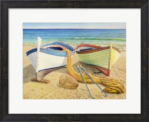 Framed Barche Sulla Spiaggia Print
