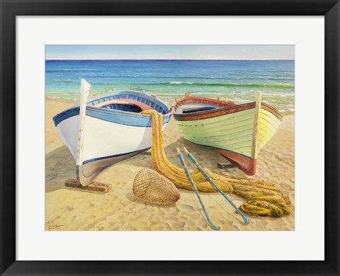 Framed Barche Sulla Spiaggia Print