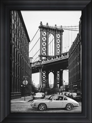 Framed By the Manhattan Bridge (BW) Print
