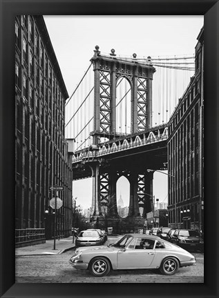 Framed By the Manhattan Bridge (BW) Print