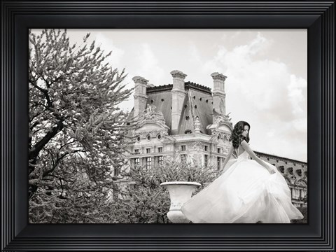 Framed Young Woman at the Chateau de Chambord (BW) Print