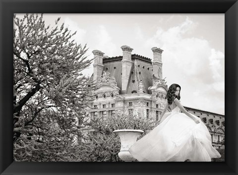 Framed Young Woman at the Chateau de Chambord (BW) Print