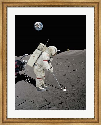 Framed Lunar Golf (NASA) Print