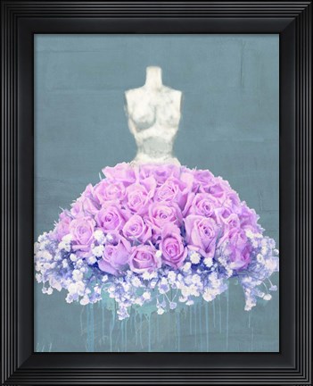 Framed Dressed in Flowers II (Ocean Blue) Print