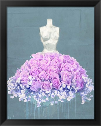 Framed Dressed in Flowers II (Ocean Blue) Print