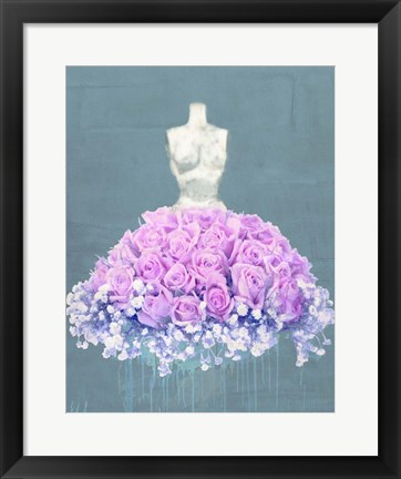 Framed Dressed in Flowers II (Ocean Blue) Print