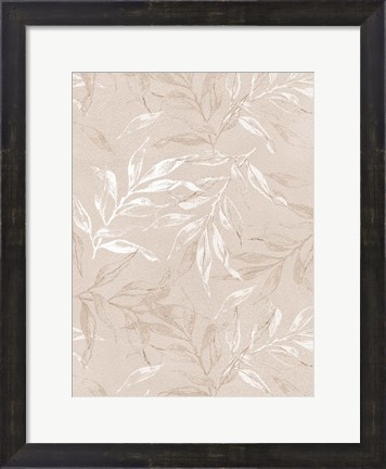 Framed White Leaves 1 Print