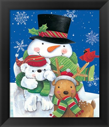 Framed Snowman and Friends Print