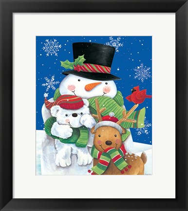 Framed Snowman and Friends Print