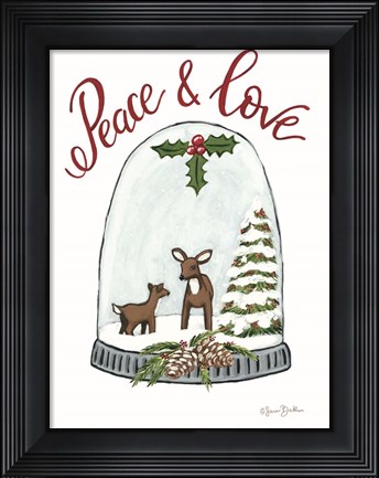 Framed Peace and Love Deer Print