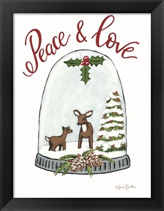 Framed Peace and Love Deer Print