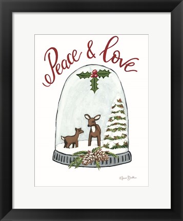 Framed Peace and Love Deer Print