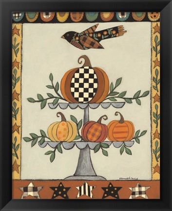Framed Two Tiered Patterned Pumpkins Print