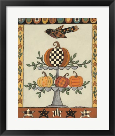 Framed Two Tiered Patterned Pumpkins Print