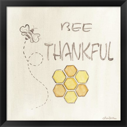 Framed Bee Thankful Print