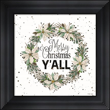 Framed Merry Christmas Y&#39;all Wreath Print