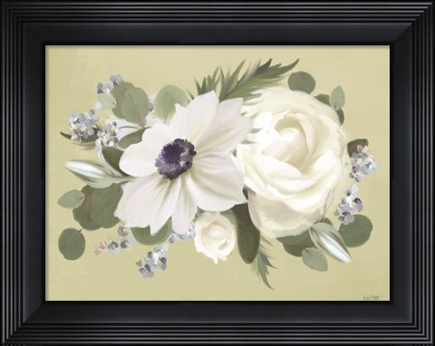 Framed Anemone in Sage I Print