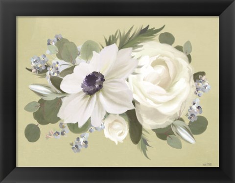 Framed Anemone in Sage I Print