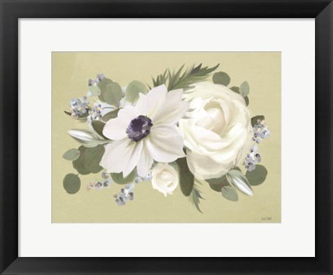 Framed Anemone in Sage I Print